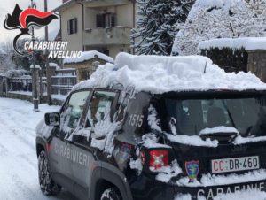 Emergenza neve in Irpinia. Carabinieri in soccorso in tutta la provincia