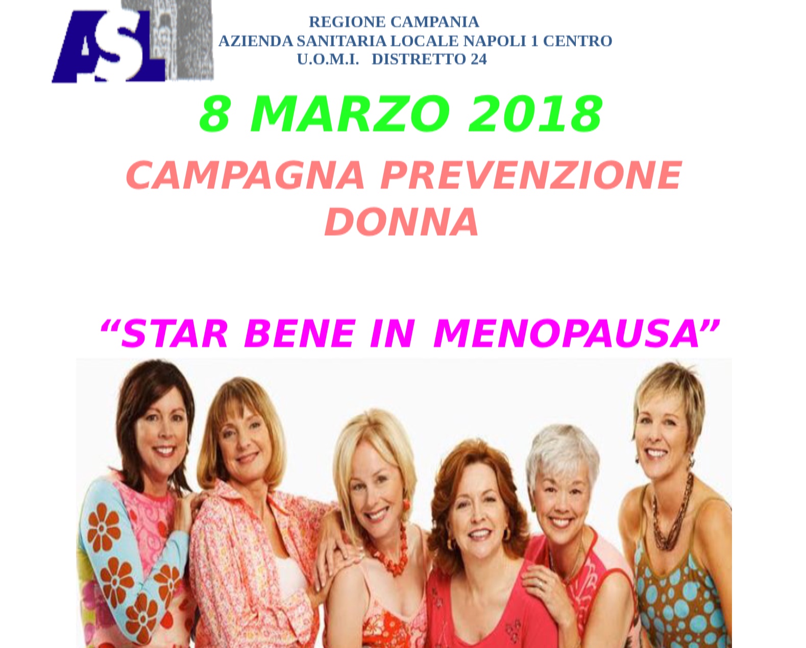 Festa della Donna: all'Asl Napoli 1 il progetto “Star bene in menopausa”