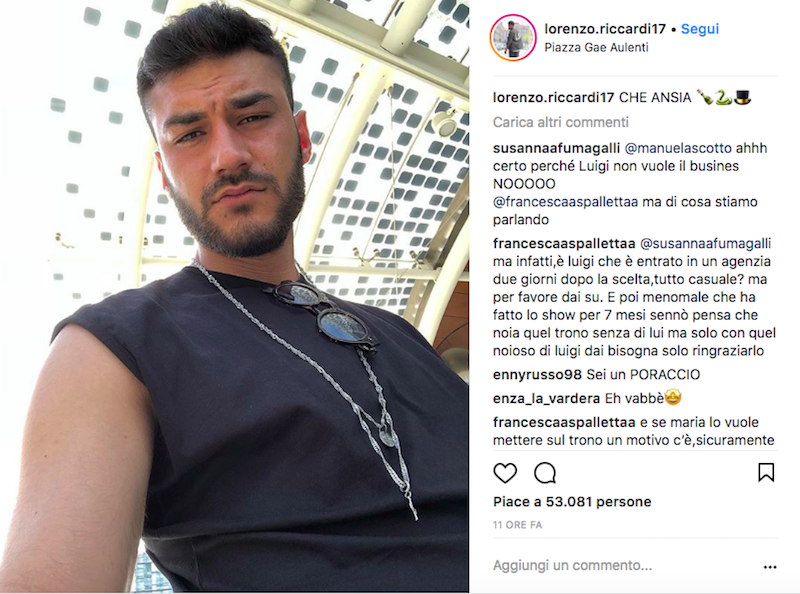 Uomini e Donne Gossip, Lorenzo Riccardi provoca Sara sui social