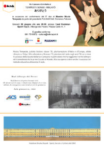 Tempesta Sensei Arigatô giovedì 28 giugno alle 20.30 al Kodokan, all'Albergo dei Poveri, in Piazza Carlo III: festa dello sport e momento di sentito ringraziamento in onore del Maestro Nicola Tempesta.