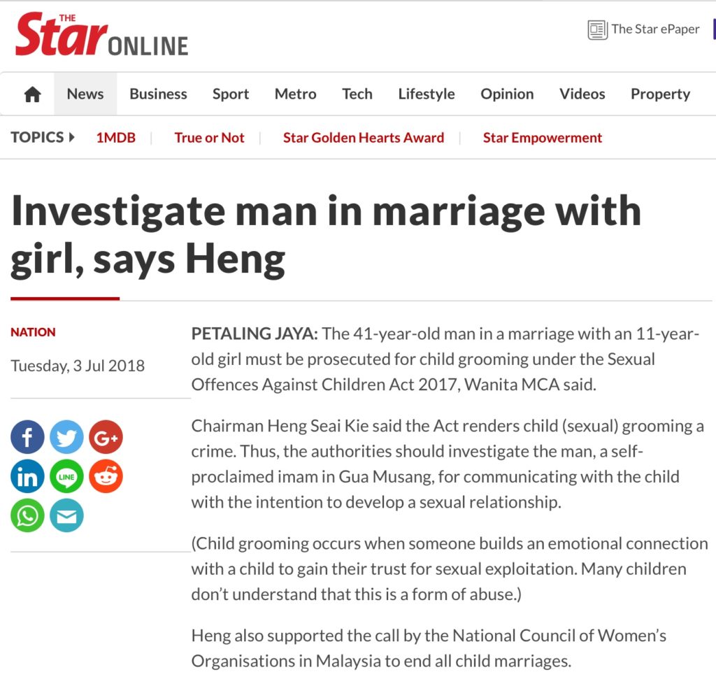 Spose bambine, Malesia: nozze tra un 41enne e una ragazzina di 11 anni