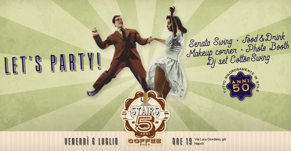 Vomero, Stairs Coffee festeggia l'anniversario con un party vintage anni 50 