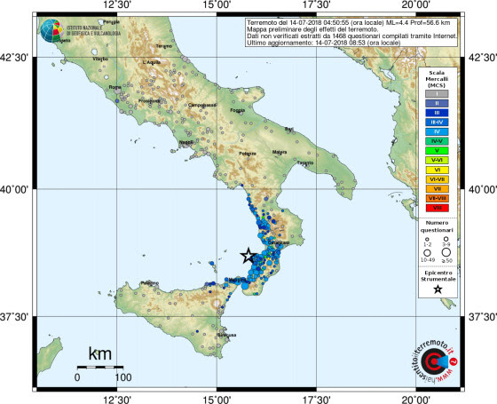 Terremoto, scossa di magnitudo ML 4.4 a Tropea
