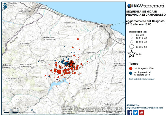 Terremoto, Ingv: 160 scosse localizzati nell'area del Molise