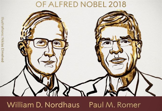 Premio Nobel per l'economia a William D. Nordhaus e Paul M. Romer