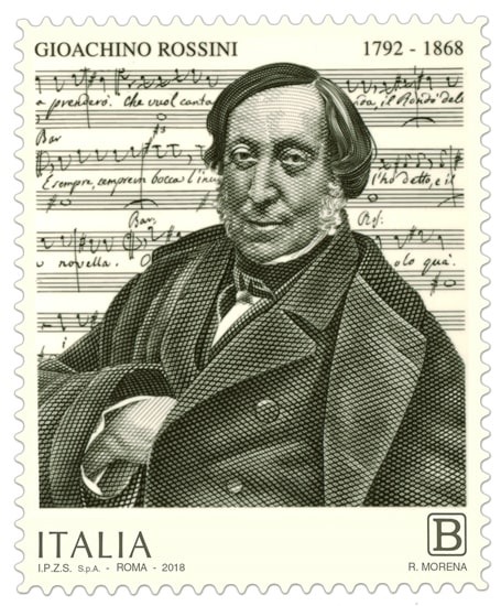 Gioachino Rossini, un francobollo nel 150mo dalla morte