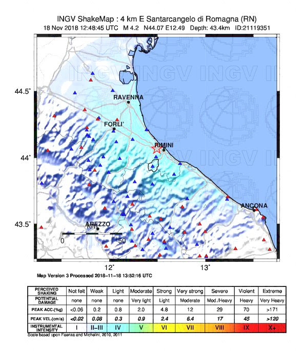 Terremoto in provincia di Rimini di magnitudo 4.2