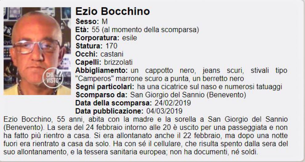 San Giorgio del Sannio, ansia per Ezio Bocchino: è scomparso dal 24 febbraio