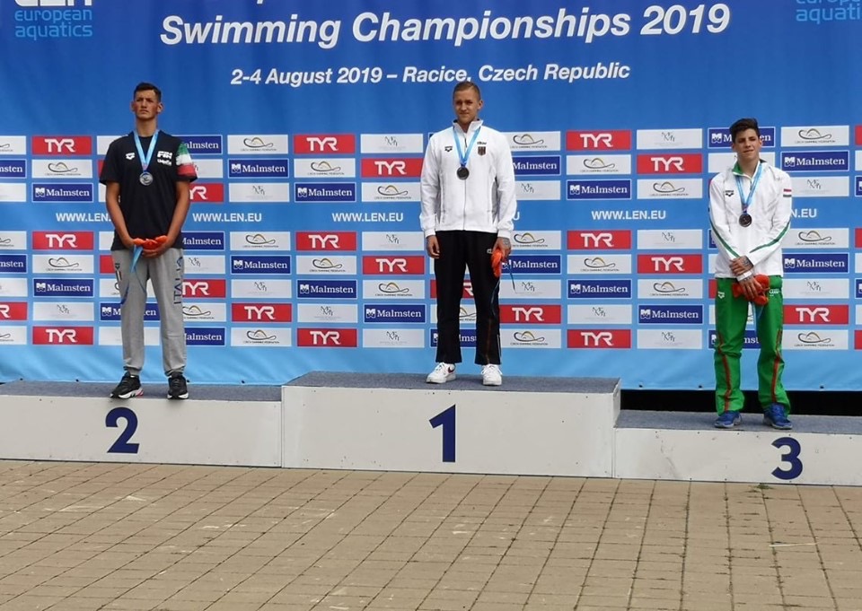 Nuoto, Pasquale Giordano del Canottieri Napoli vince l'argento al Campionato Europeo Racice 2019