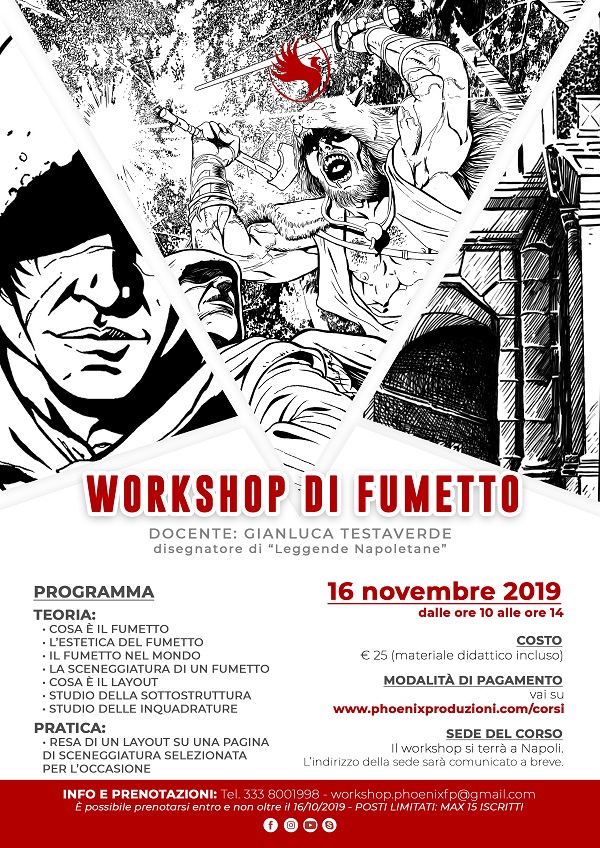 Aperte le iscrizioni al 'Workshop di fumetto' che si terrà a Napoli il 16 novembre 2019