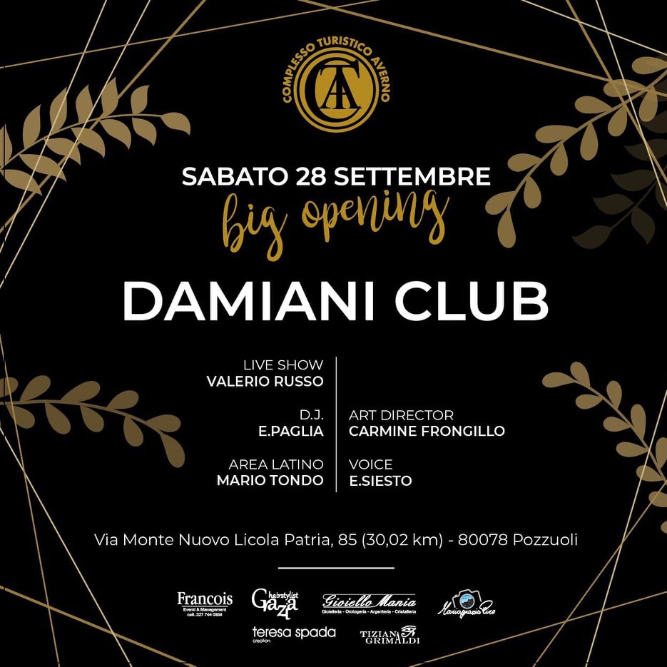 Stasera l'inaugurazione della nuova stagione dei Damiani Club Disco & Latino
