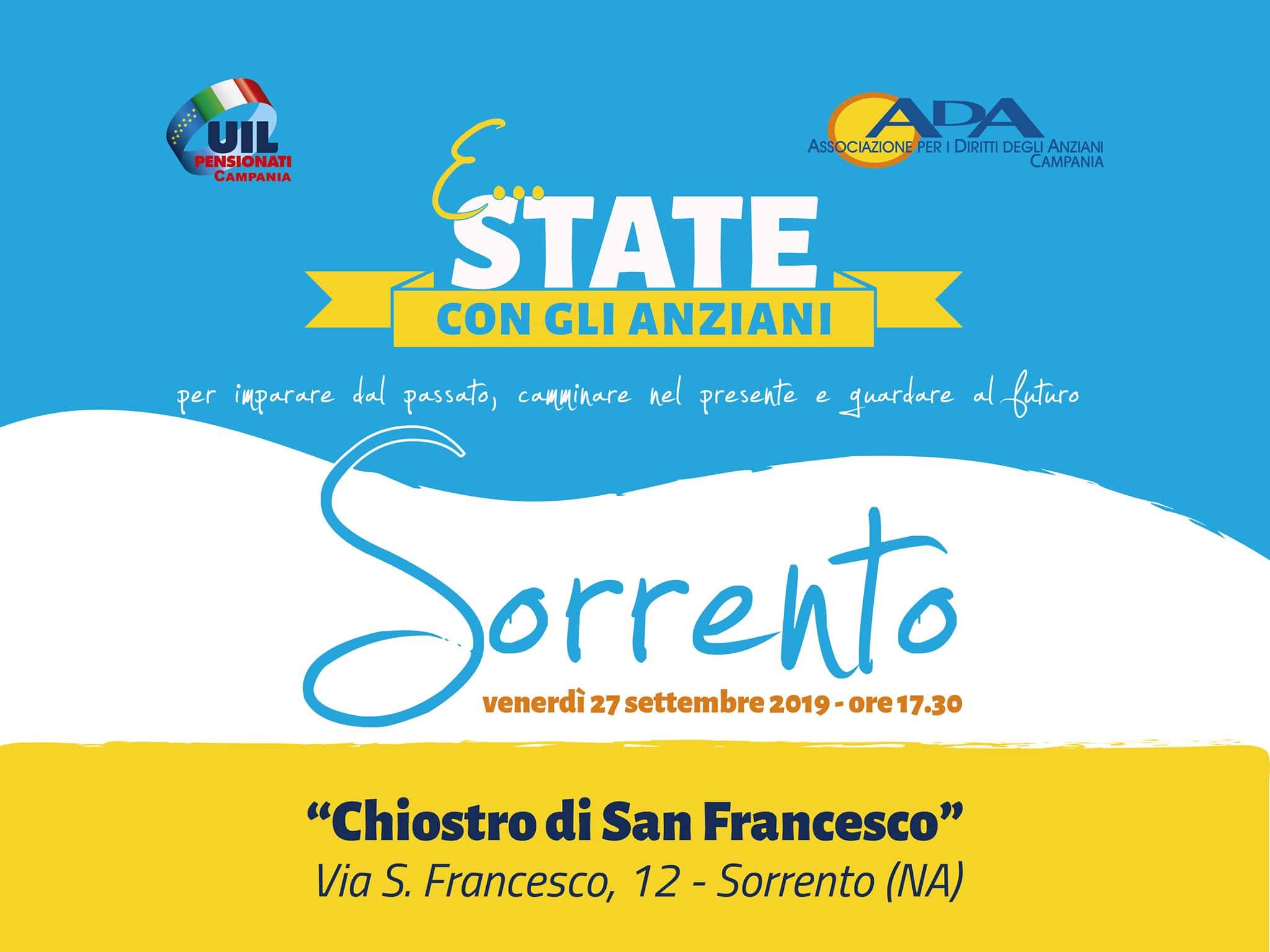 “E…state con gli anziani” approda a Sorrento: è l’ultima tappa del 2019