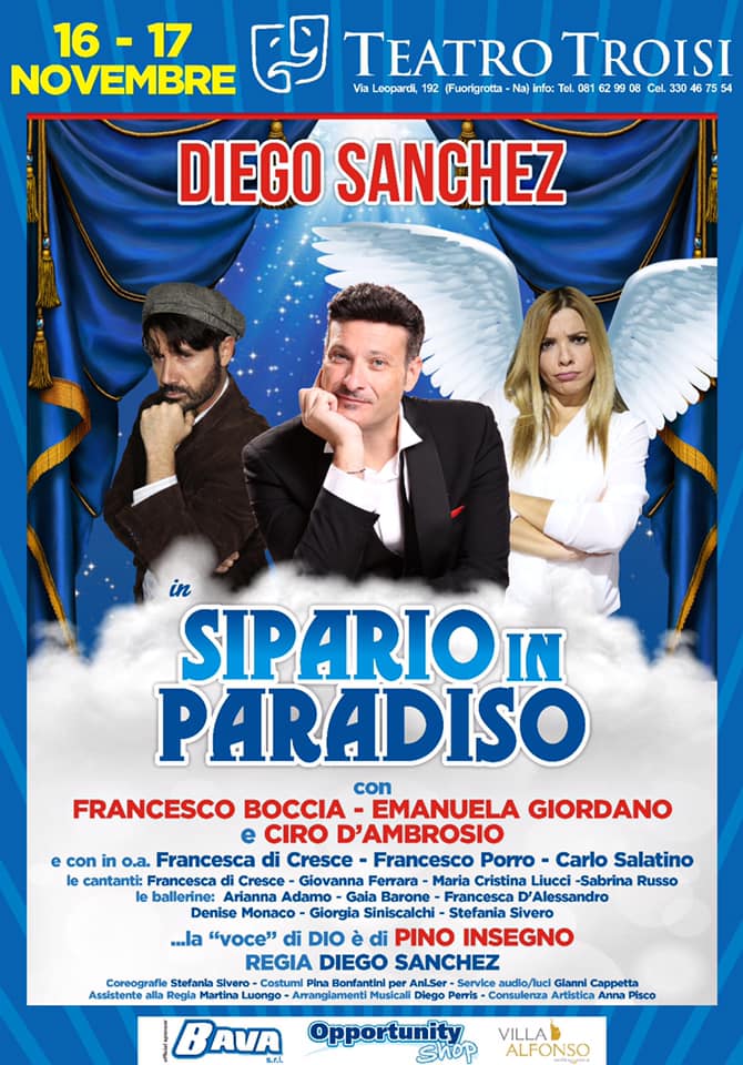 Diego Sanchez al Teatro Troisi di Fuorigrotta con lo spettacolo 'Sipario in paradiso'