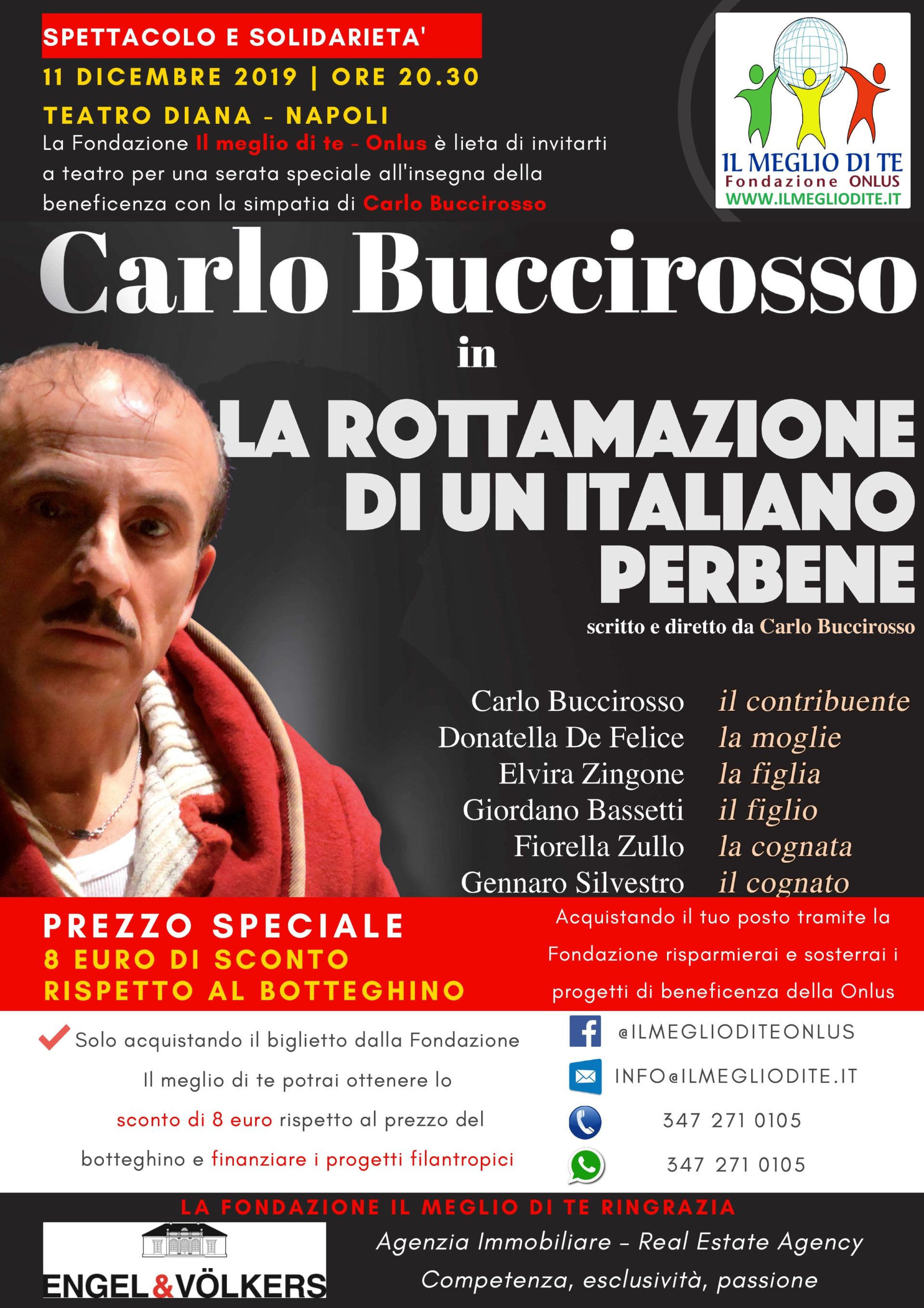 Carlo Buccirosso al Teatro Diana per la Fondazione Il meglio di te - Onlus