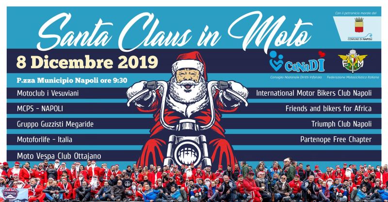 Comune di Napoli: domenica 8 dicembre la sesta edizione di Santa Claus in moto