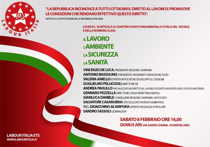 Labour Italia: sabato 8 febbraio un convegno a Napoli