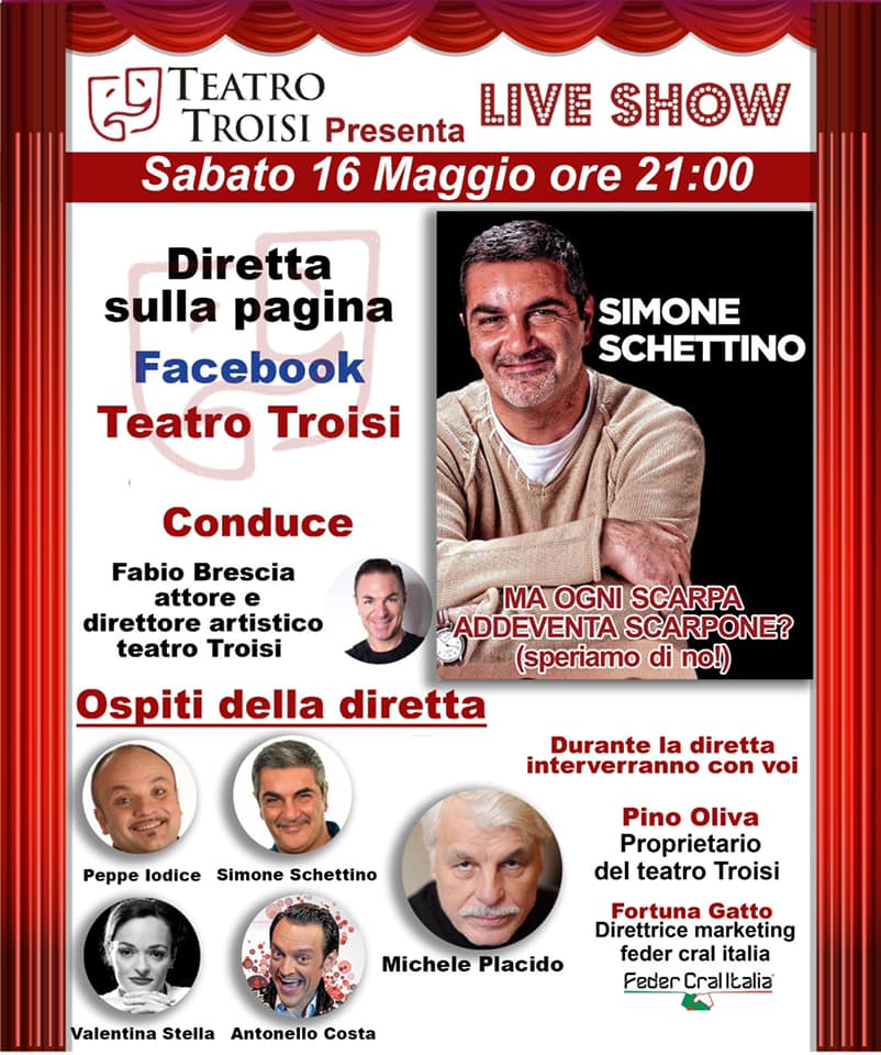 Teatro Troisi, stasera nuova diretta con Iodice, Schettino, Costa, Stella e Placido
