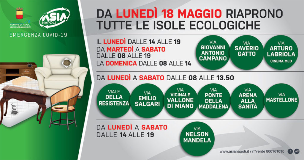 Asia Napoli: riaperte le isole ecologiche. Modalità di accesso, orari e punti di raccolta