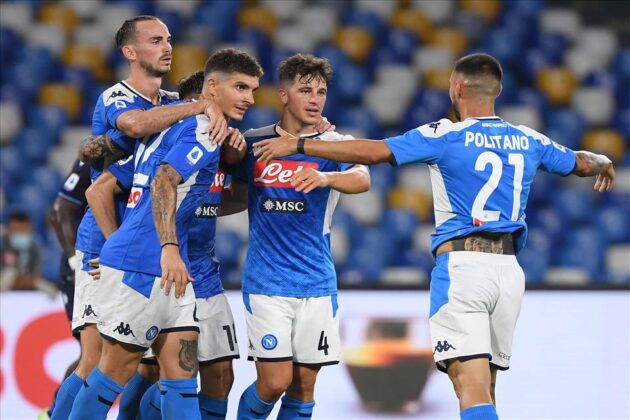 Il Calcio Napoli vince al San Paolo 3-1. Gol di Fabian, Insigne e Politano