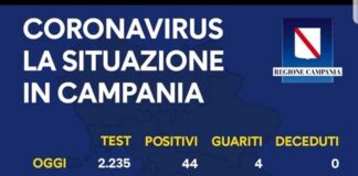 Coronavirus in Campania, i dati del 13 agosto: 44 nuovi positivi