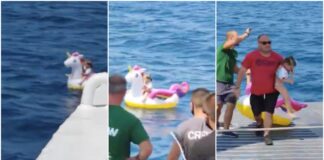 Grecia, il video della bimba trascinata dalle correnti con l'unicorno gonfiabile: Salvata da un traghetto