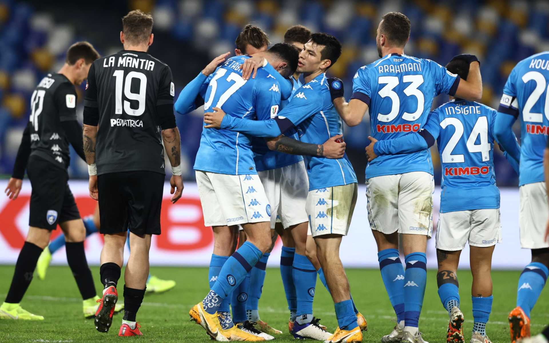 Coppa Italia, Napoli-Empoli 3-2: gli azzurri ai quarti