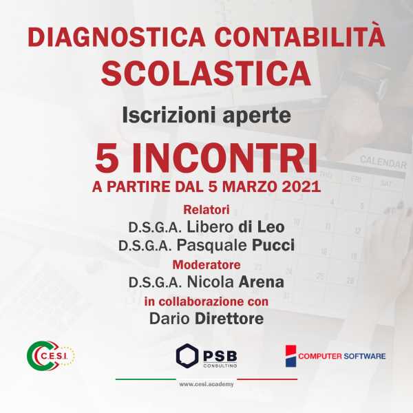 Corso Diagnostica Contabilità Scolastica: a chi è rivolto e come partecipare Corso Diagnostica Contabilità Scolastica: a chi è rivolto e come partecipare