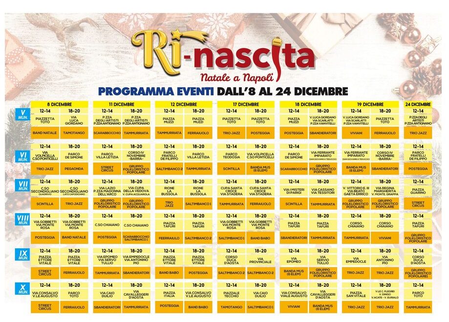Al via il progetto natalizio “Ri nascita”: Ecco gli eventi della Decima Municipalità Al via il progetto natalizio “Ri nascita”: Ecco gli eventi della Decima Municipalità