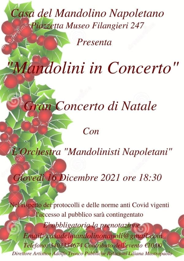 Casa del Mandolino Napoletano: giovedì 16 dicembre Gran Concerto di Natale