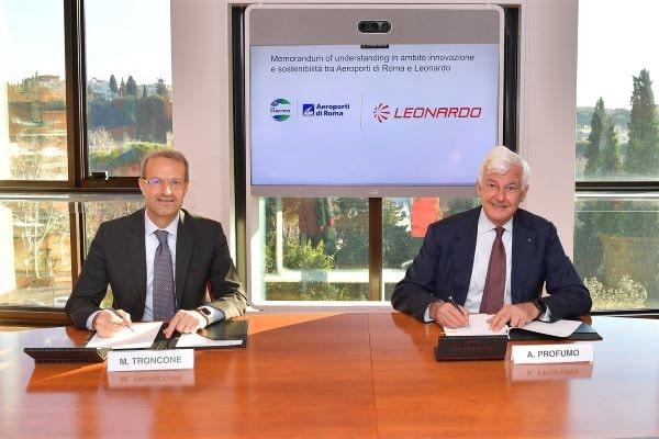 Leonardo, accordo con Aeroporti di Roma: insieme per lo sviluppo degli “smart hub”