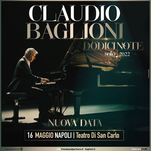Claudio Baglioni torna a Napoli: lunedì 16 maggio grande concerto al Teatro San Carlo