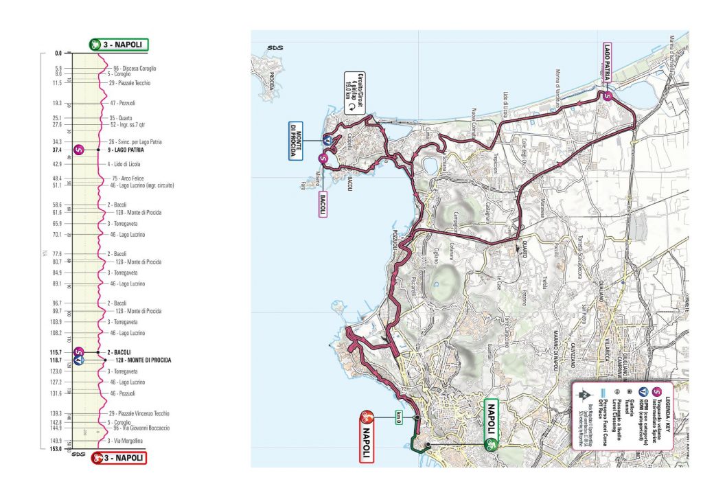 Dispositivo di traffico per la Tappa del Giro d'Italia a Napoli