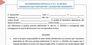 Bonus 200 euro, autocertificazione per dipendenti: il modulo