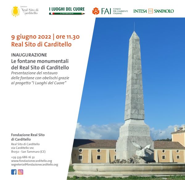 Reggia di Carditello: ultimato il restauro delle fontane monumentali con obelischi