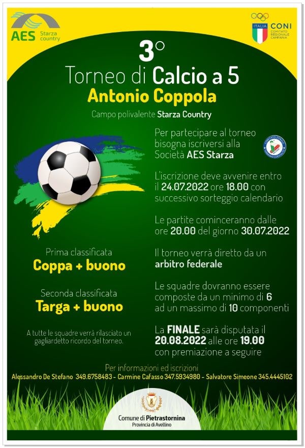 Calcio a 5: parte la terza edizione del Torneo "Antonio Coppola"