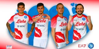 Calcio Napoli, lanciata la maglia di San Valentino