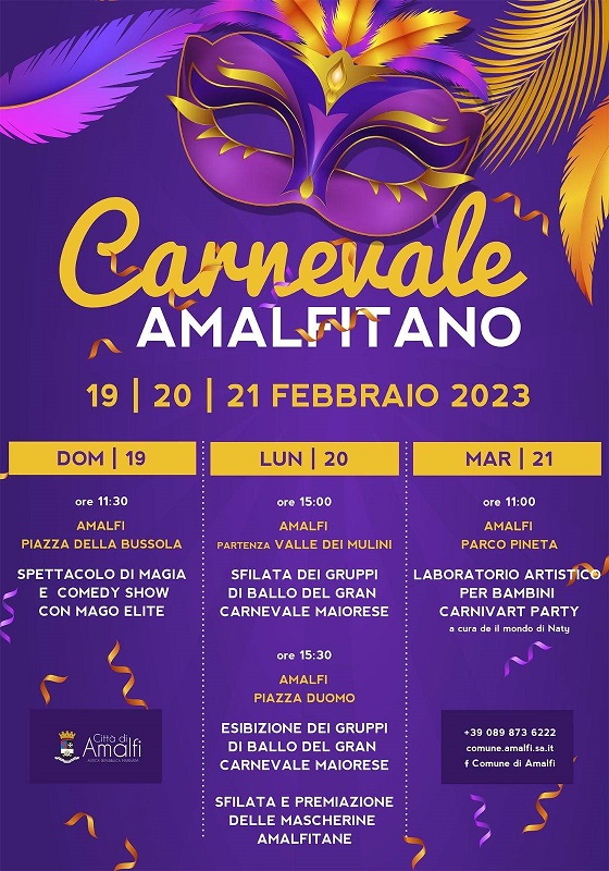 Carnevale Amalfitano, torna la festa dal 19 al 21 febbraio