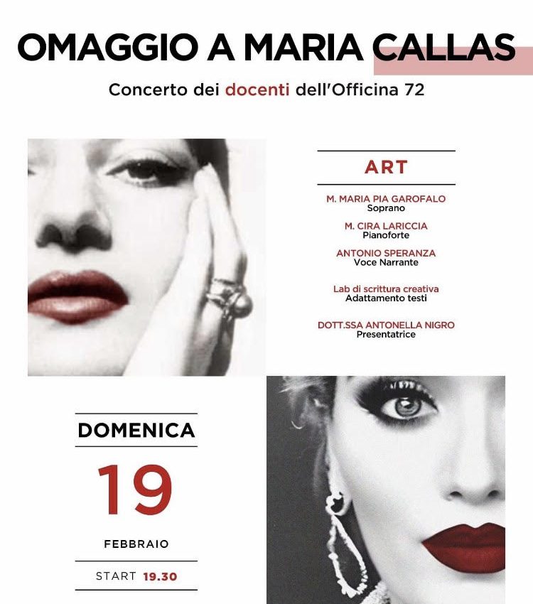 “Omaggio a Maria Callas“. Protagonista il soprano Maria Pia Garofalo 