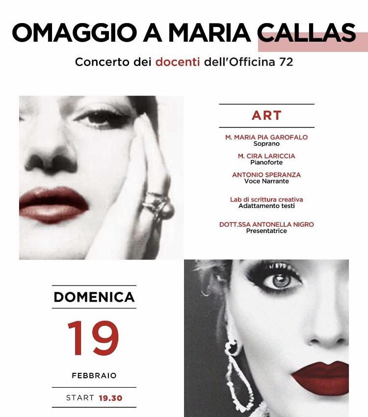 “Omaggio a Maria Callas“. Protagonista il soprano Maria Pia Garofalo 