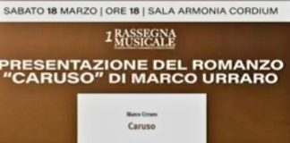 Alla Sala "Armonia Cordium" il 18 marzo si presenta il romanzo "CARUSO" di Marco Urraro