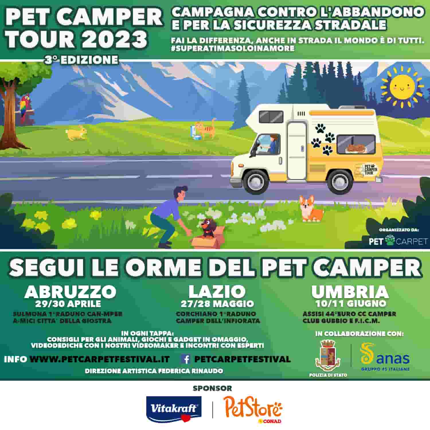 Pet Camper Tour l'evento contro l'abbandono e per la sicurezza stradale