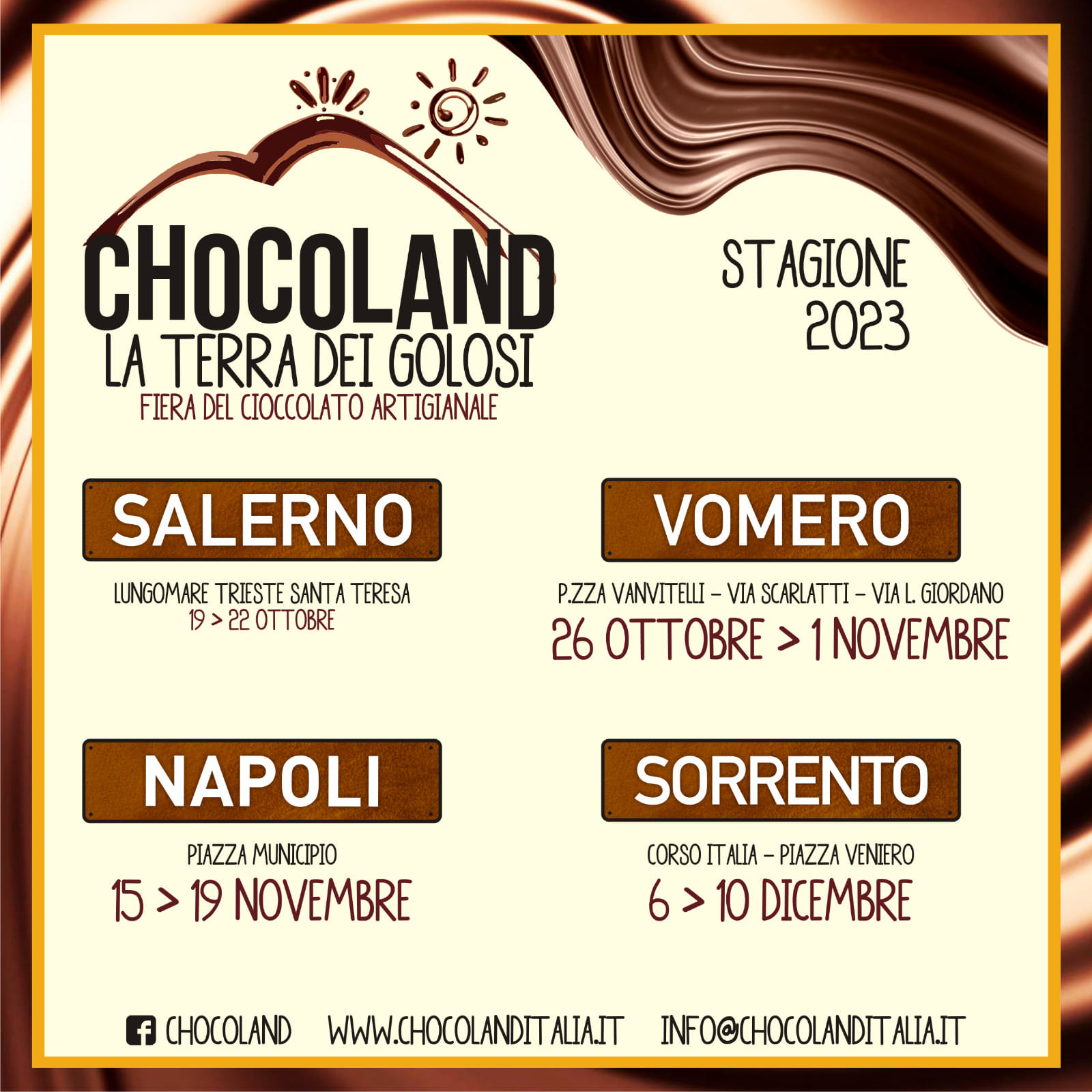 Chocoland, l'evento tanto atteso, torna a Napoli e dopo il quartiere Vomero arriva in piazza Municipio. 