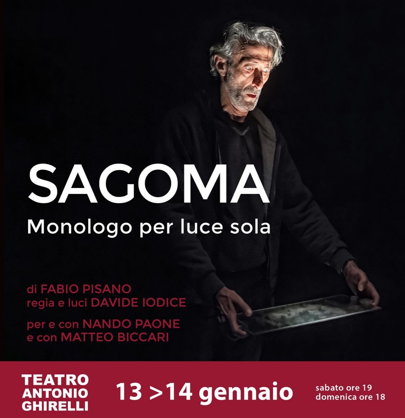 Al Teatro Ghirelli di Salerno “Sagoma – monologo per luce sola” di Nando Paone