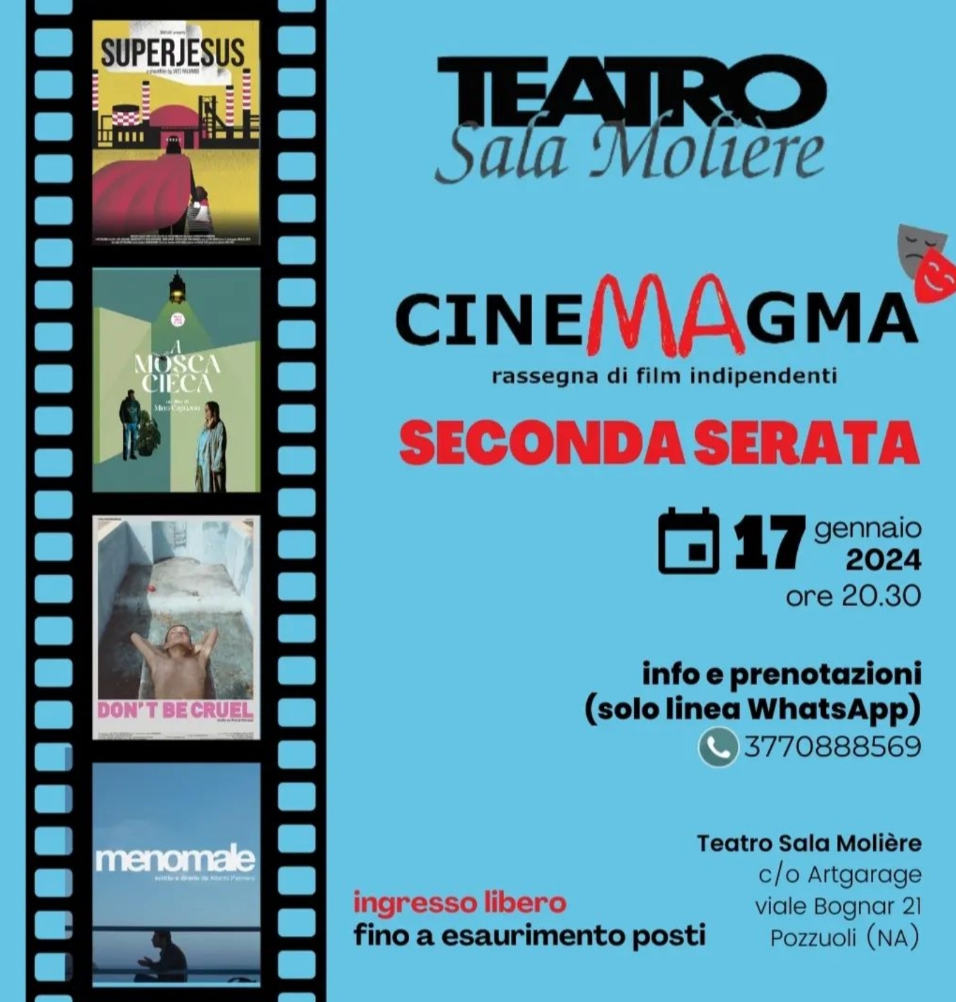 Al teatro Sala Molière di Pozzuoli continua l'edizione di “Cinemagma”