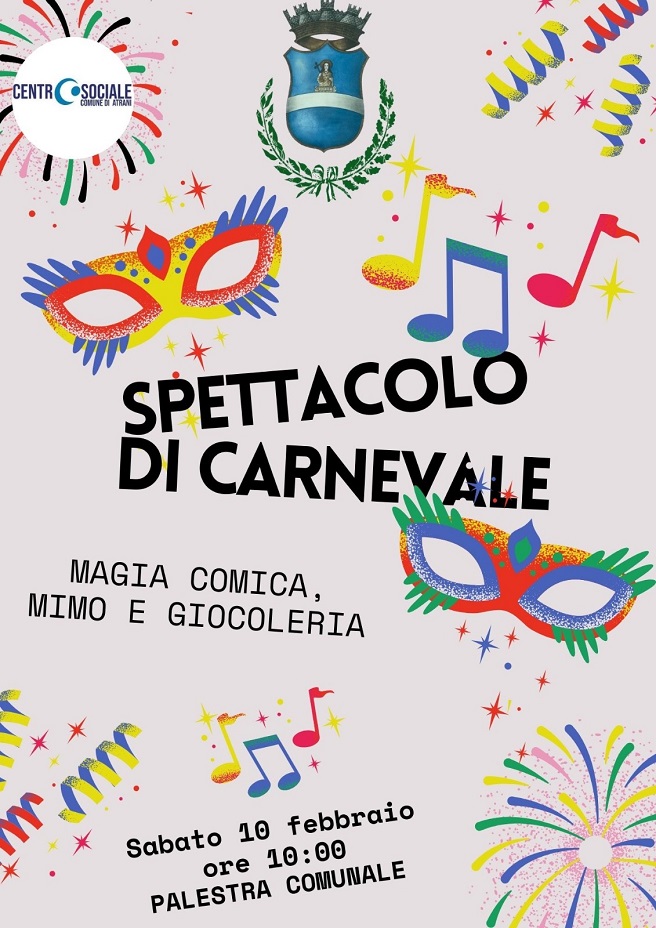 Carnevale ad Atrani, appuntamento con l'allegria sabato 10 febbraio