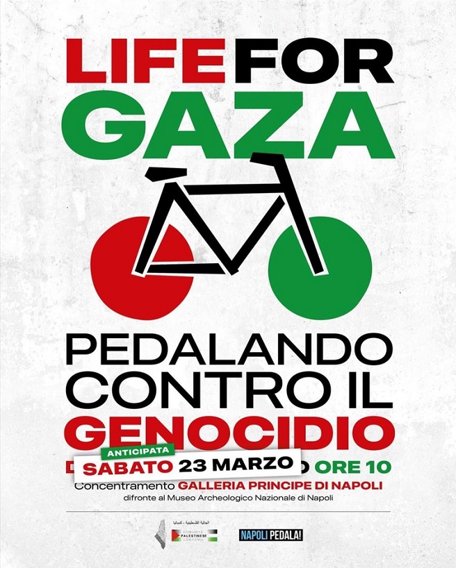 Napoli, Pedalando contro il genocidio: sabato in Galleria Principe