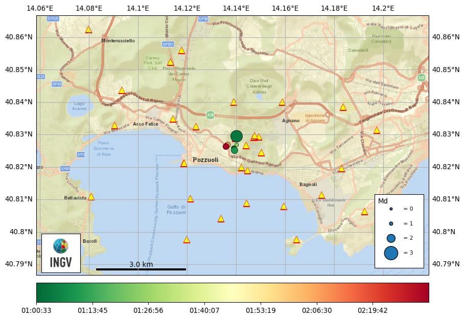 Campi Flegrei, nuovo sciame sismico: 26 scosse nella notte