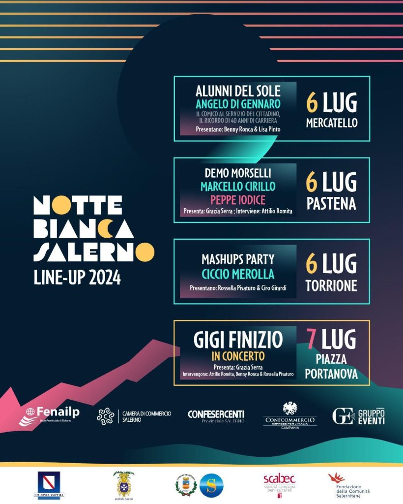 Notte bianca a Salerno, 4 palchi per concerti e spettacoli con eventi culturali