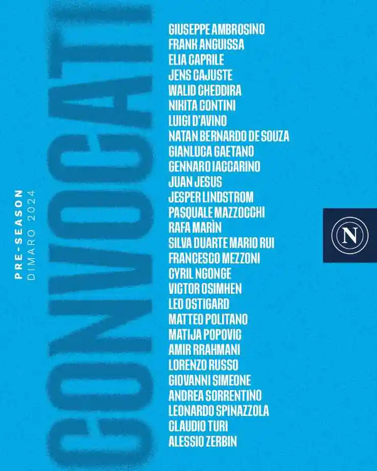 Calcio Napoli: ecco l'elenco dei convocati per il ritiro di Dimaro