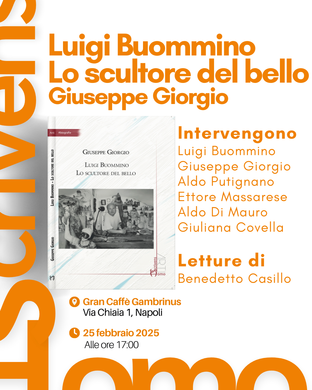 Al Gran Caffè Gambrinus  la presentazione del libro di  Giuseppe Giorgio “Luigi Buommino – Lo scultore del bello”